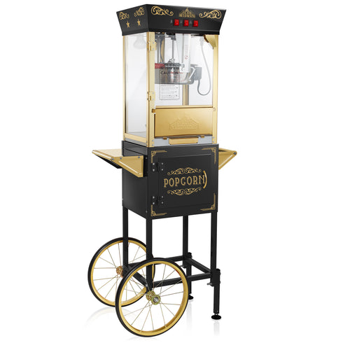 8 oz. Movie Theater Popcorn Machine with Cart, Black